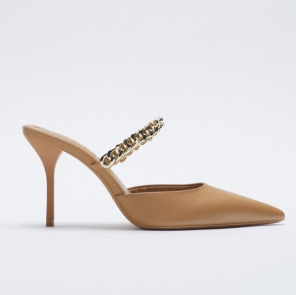 zara heeled beige mules - Picture 2 of 4